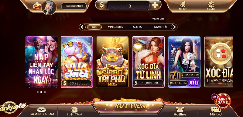 Giao diện hoàn mỹ của cổng game bài uy tín Sun Win